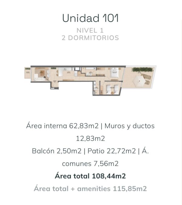 21 S Apartamento 2 dormitorios con patio - Imagen 10
